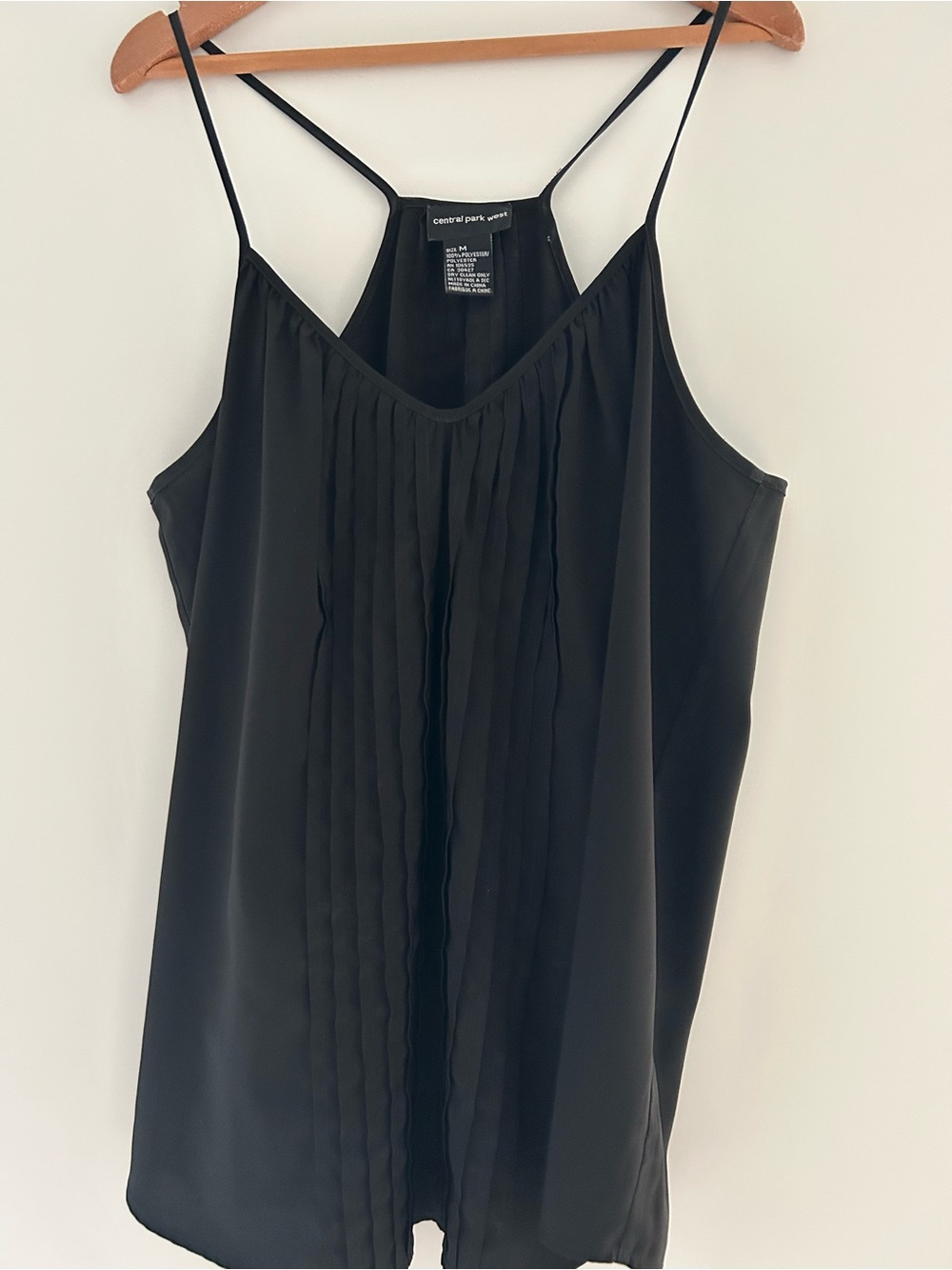 Central Park West Black Pleated V-Neck Camisole